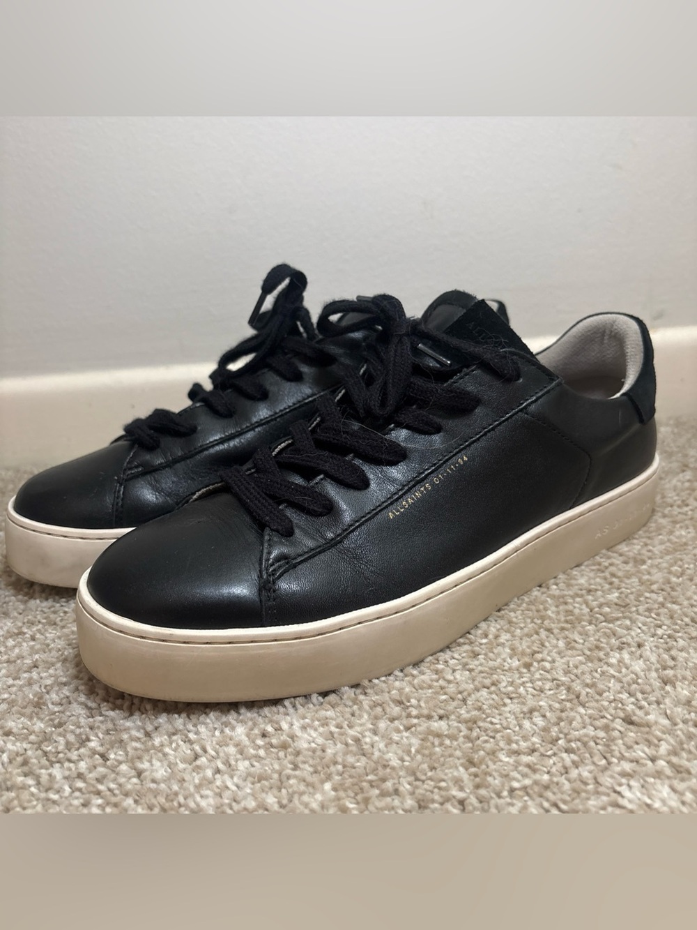 AllSaints Shana Shoes Womens Size 11 Black Leather Sneakers
